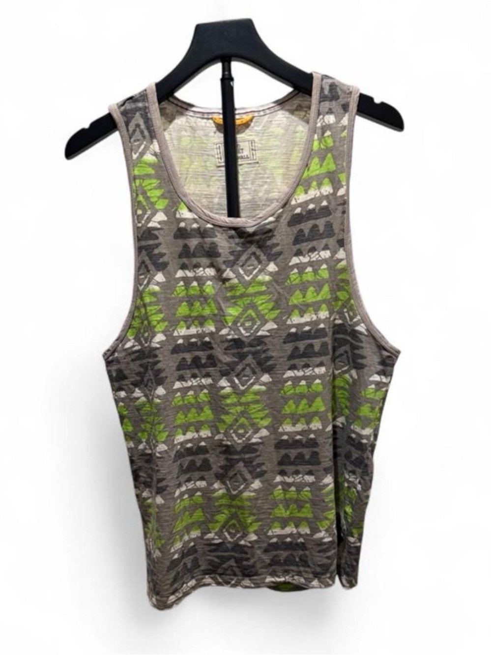 Free Planet Aztec-Print Tank Top in Gray & Lime Size S